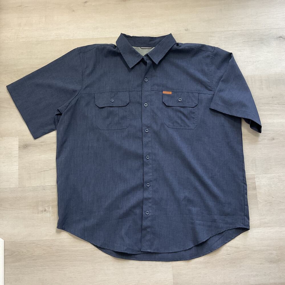 Orvis Mens Outdoor Tech Button up Shirt Outdoor Hiking Fishing Navy Blue XXL